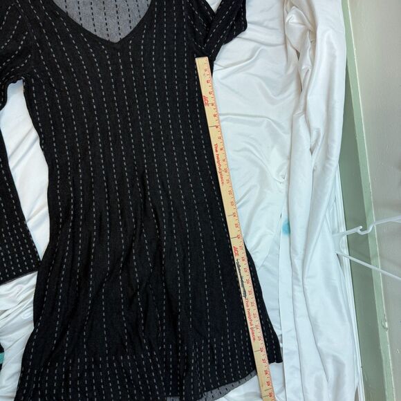 Krimson Klover Merino Silk Blend Sweater Dress Women Gray Stripe Long Sleeve M - Picture 7 of 10